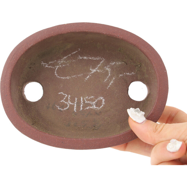 Ovale ongeglazuurde bonsai pot - 140 x 108 x 45 mm