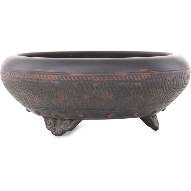 Pot à bonsaï rond non émaillé de Bigei - 123 x 123 x 50 mm