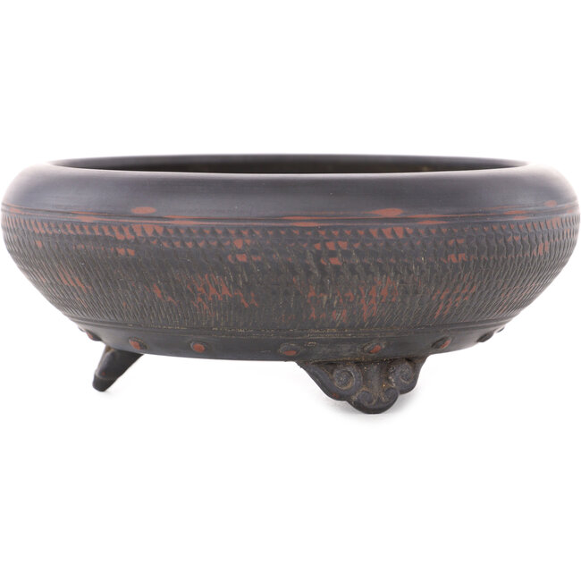 Pot à bonsaï rond non émaillé de Bigei - 123 x 123 x 50 mm