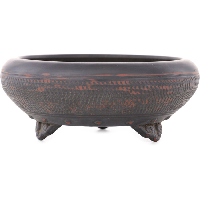 Round unglazed bonsai pot by Bigei - 123 x 123 x 50 mm