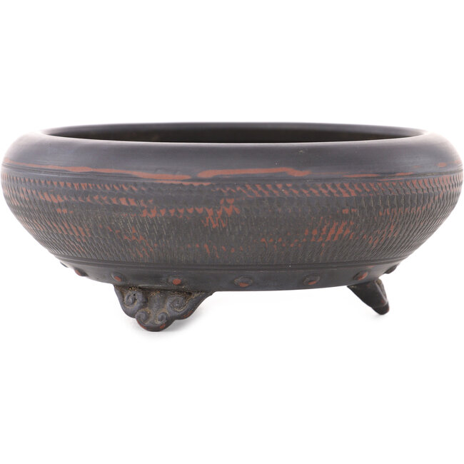 Round unglazed bonsai pot by Bigei - 123 x 123 x 50 mm