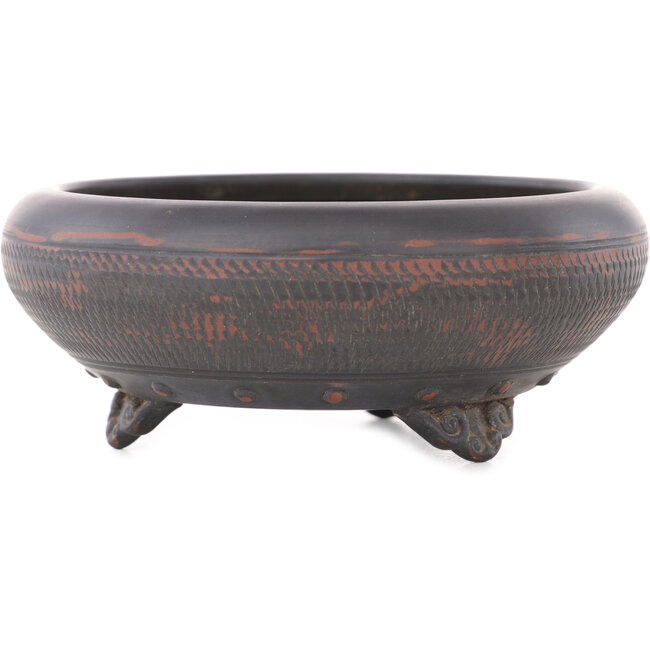 Round unglazed bonsai pot by Bigei - 123 x 123 x 50 mm
