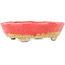 Ovaler rot-orangefarbener Craquelé-Bonsai-Topf von Bunzan - 153 x 125 x 40 mm