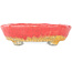 Ovaler rot-orangefarbener Craquelé-Bonsai-Topf von Bunzan - 153 x 125 x 40 mm