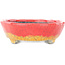 Ovaler rot-orangefarbener Craquelé-Bonsai-Topf von Bunzan - 153 x 125 x 40 mm