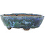 Pot à bonsaï ovale vert et bleu de Bunzan - 123 x 103 x 38 mm