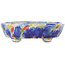 Vaso bonsai ovale blu multicolore di Bunzan - 140 x 120 x 40 mm