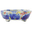 Vaso bonsai ovale blu multicolore di Bunzan - 140 x 120 x 40 mm
