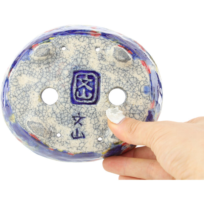 Maceta para bonsái ovalada multicolor azul de Bunzan - 140 x 120 x 40 mm