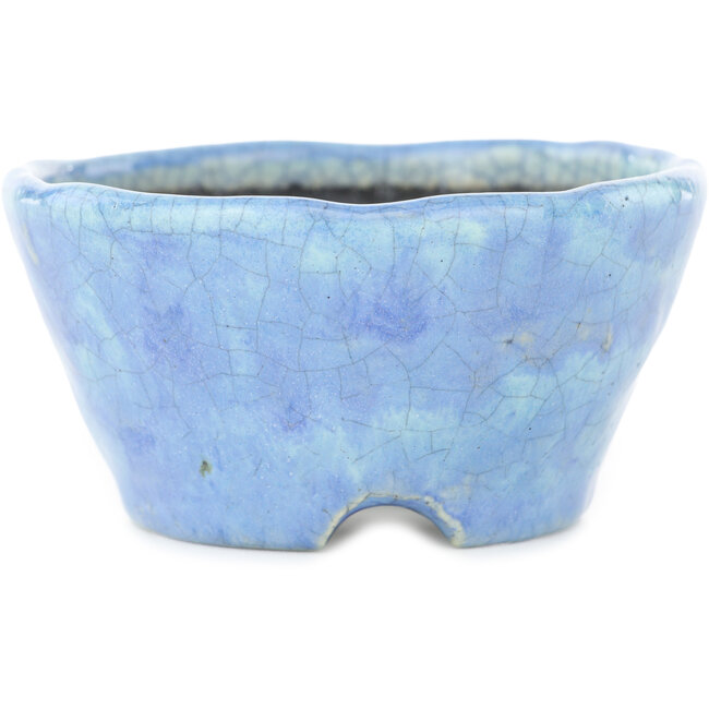 Ronde blauwe craquelé bonsai pot van Bunzan - 100 x 100 x 50 mm