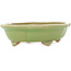 Mokko green craquelé bonsai pot by Hattori - 262 x 190 x 70 mm