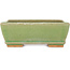 Rectangular green craquelé bonsai pot by Hattori - 157 x 113 x 55 mm