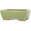 Rectangular green craquelé bonsai pot by Hattori - 157 x 113 x 55 mm