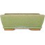 Pot à bonsaï rectangulaire vert craquelé par Hattori - 157 x 113 x 55 mm