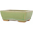 Rectangular green craquelé bonsai pot by Hattori - 157 x 113 x 55 mm