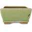 Pot à bonsaï rectangulaire vert craquelé par Hattori - 157 x 113 x 55 mm