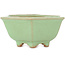 Pot à bonsaï hexagonal vert craquelé par Hattori - 157 x 157 x 65 mm