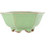 Pot à bonsaï hexagonal vert craquelé par Hattori - 157 x 157 x 65 mm