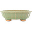 Lotusgroene craquelé bonsai pot van Hattori - 160 x 160 x 50 mm