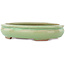 Pot à bonsaï ovale vert craquelé par Hattori - 170 x 130 x 35 mm