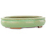 Oval green craquelé bonsai pot by Hattori - 170 x 130 x 35 mm