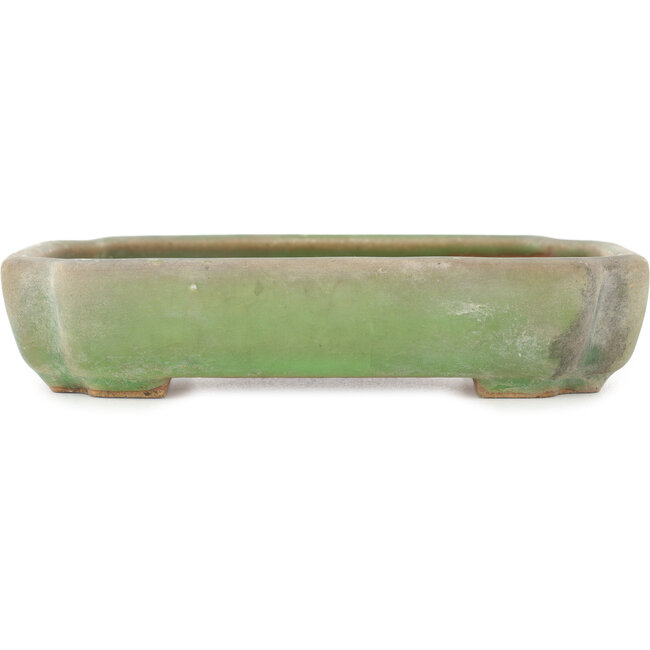 Pot à bonsaï ovale vert craquelé par Hattori - 160 x 113 x 35 mm