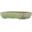 Pot à bonsaï ovale vert craquelé par Hattori - 160 x 113 x 35 mm