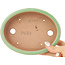 Pot à bonsaï ovale vert craquelé par Hattori - 170 x 130 x 35 mm