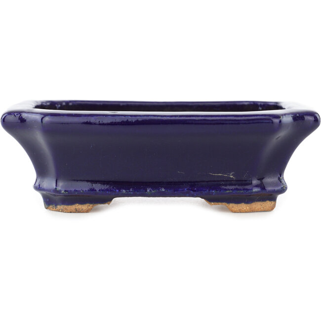 Rechteckiger dunkelblauer Bonsai-Topf von Hattori - 142 x 112 x 45 mm