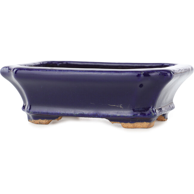 Rechteckiger dunkelblauer Bonsai-Topf von Hattori - 142 x 112 x 45 mm