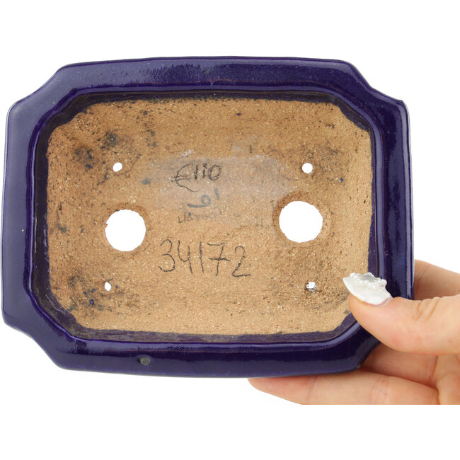 Rechthoekige donkerblauwe bonsaipot van Hattori - 142 x 112 x 45 mm