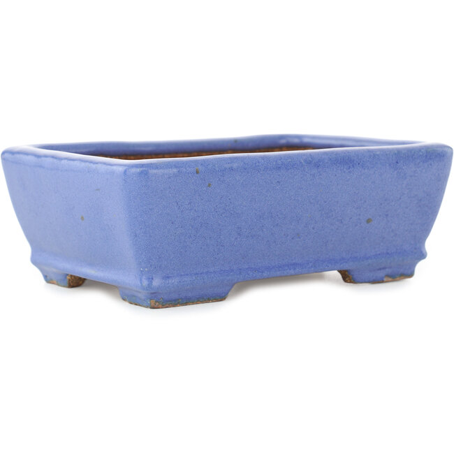 Pot à bonsaï rectangulaire bleu clair de Hattori - 155 x 110 x 55 mm