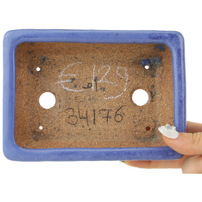 Pot à bonsaï rectangulaire bleu clair de Hattori - 155 x 110 x 55 mm