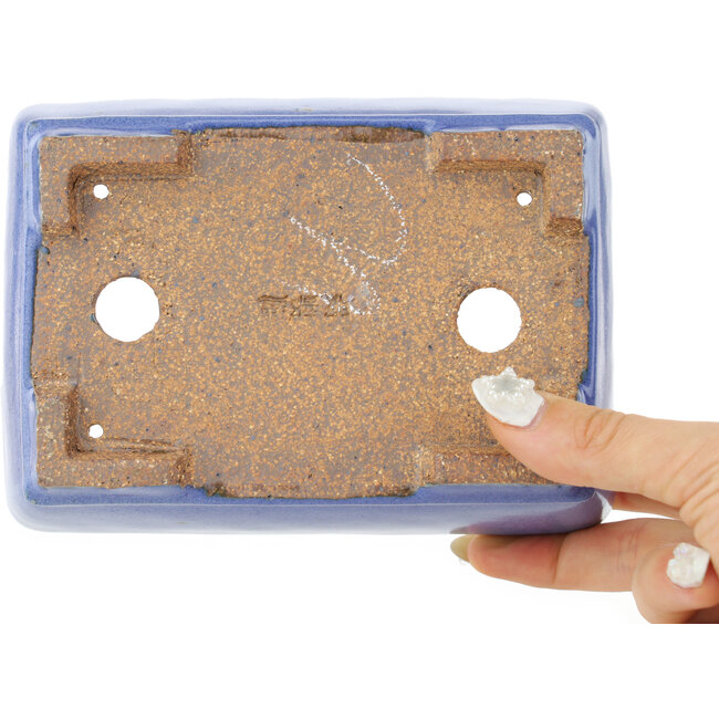 Maceta rectangular para bonsái de color azul claro de Hattori - 155 x 110 x 55 mm