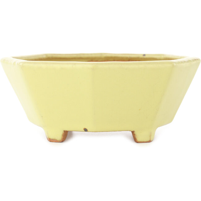 Achthoekige gele bonsaipot van Hattori - 150 x 150 x 60 mm