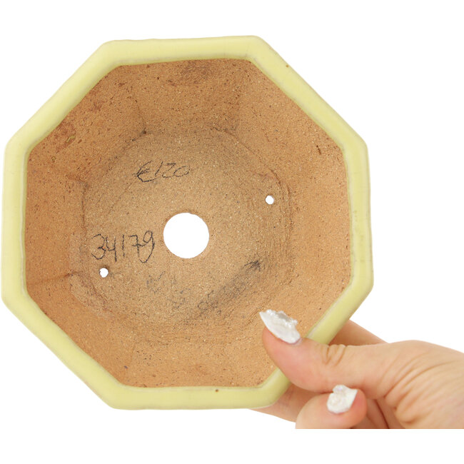 Vaso bonsai ottagonale giallo di Hattori - 150 x 150 x 60 mm