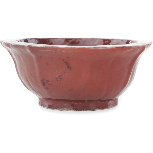 Lotus red bonsai pot by Koyou - 187 x 187 x 78 mm