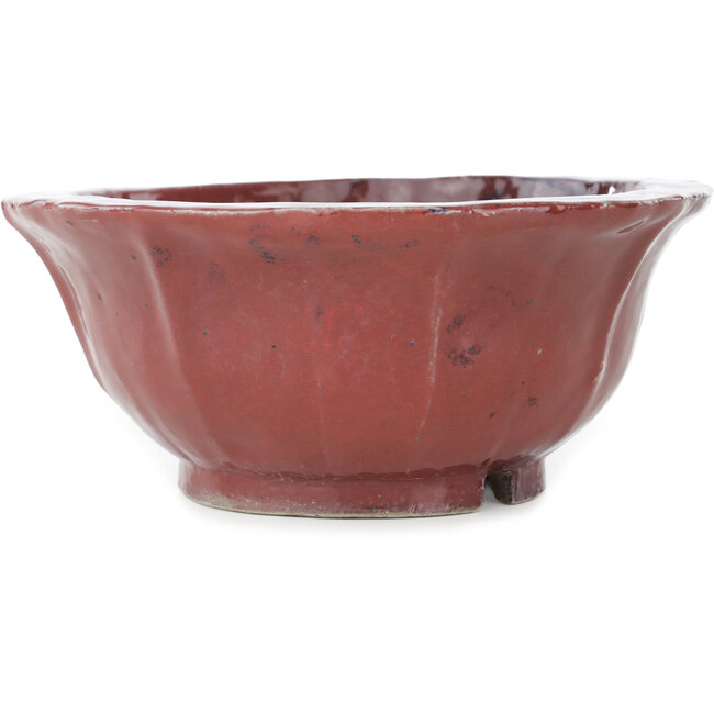 Lotus red bonsai pot by Koyou - 187 x 187 x 78 mm