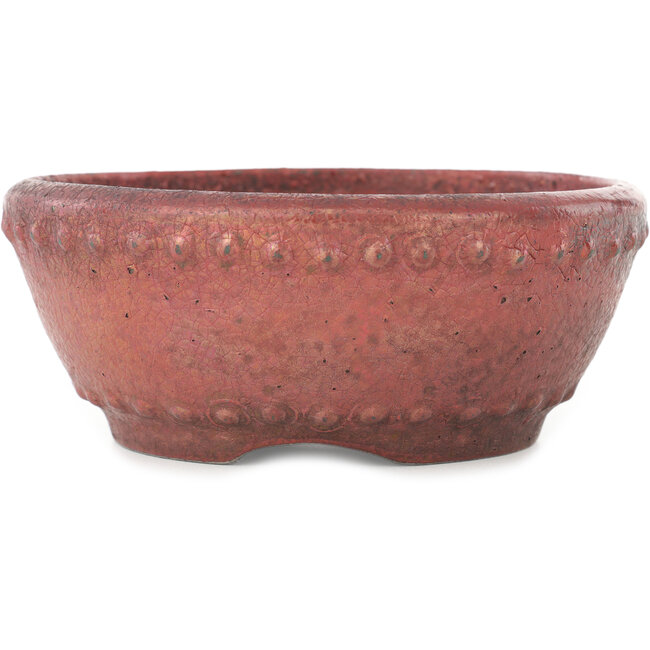 Vaso bonsai rotondo rosso di Koyou - 148 x 148 x 60 mm