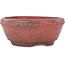 Round red bonsai pot by Koyou - 148 x 148 x 60 mm