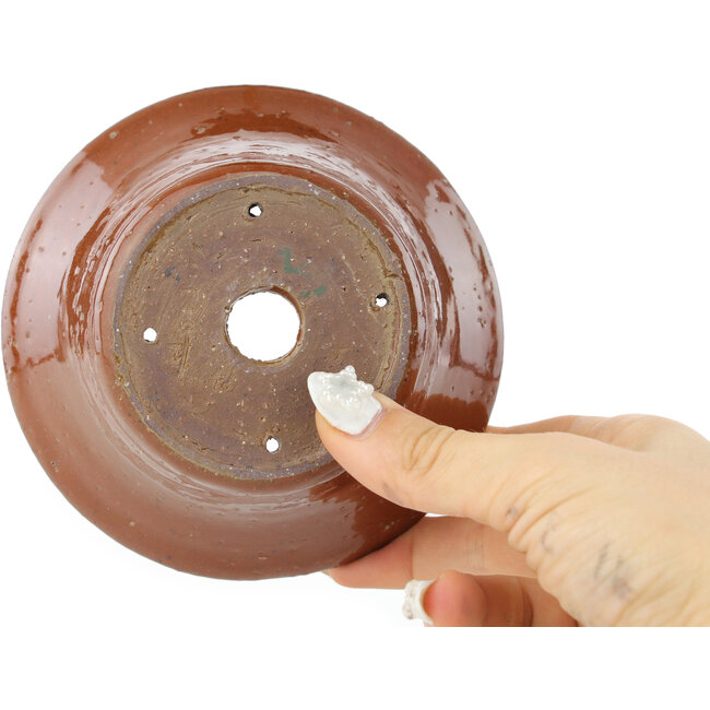 Pot à bonsaï rond marron de Koyou - 120 x 120 x 55 mm