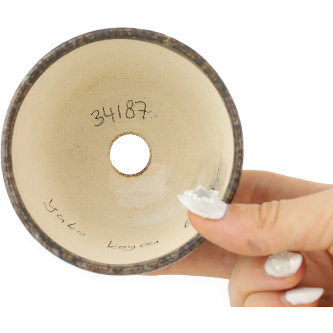 Maceta redonda marrón para bonsái de Koyou - 87 x 87 x 60 mm