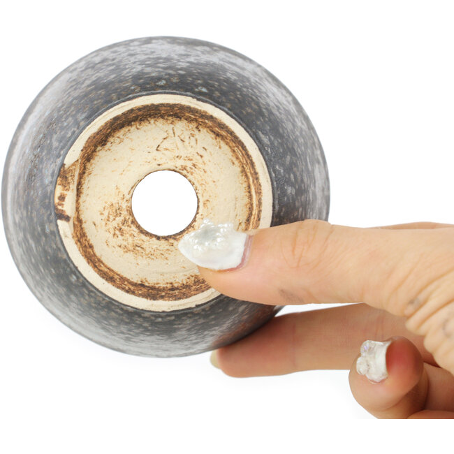 Round brown bonsai pot by Koyou - 87 x 87 x 60 mm