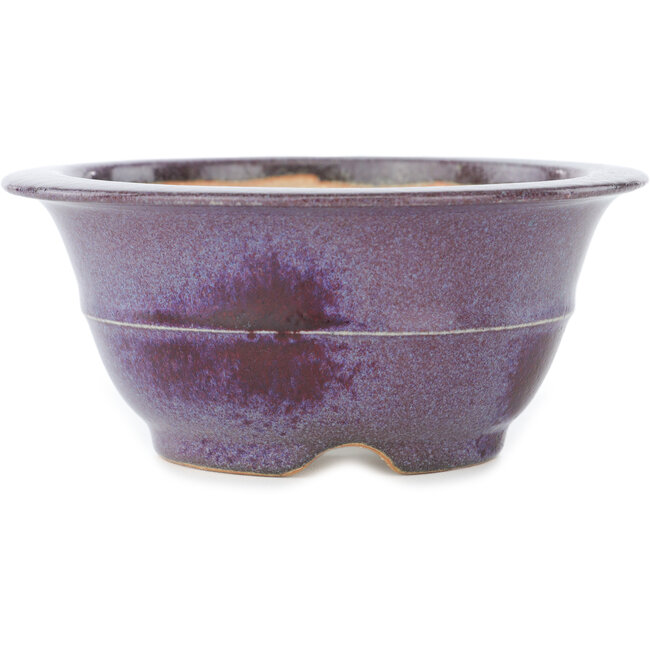 Vaso bonsai rotondo viola e rosso di Koyou - 125 x 125 x 55 mm