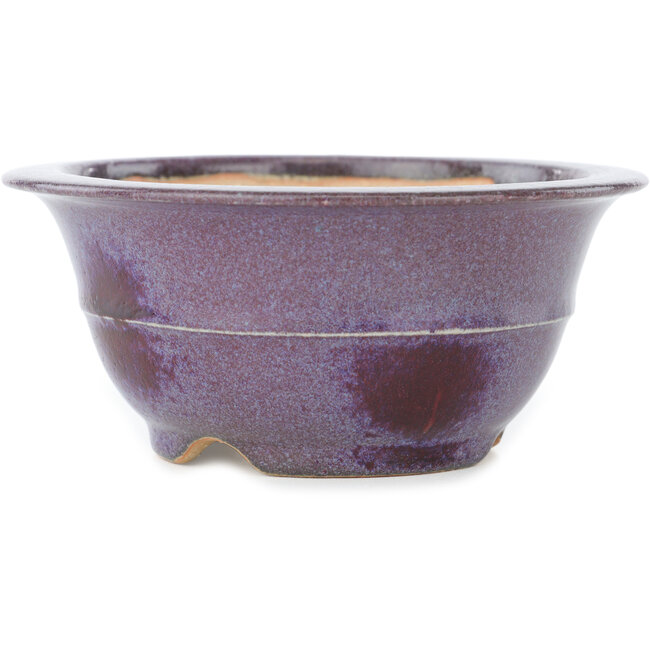Round purple and red bonsai pot by Koyou - 125 x 125 x 55 mm