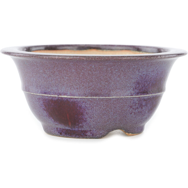 Ronde paarse en rode bonsaipot van Koyou - 125 x 125 x 55 mm