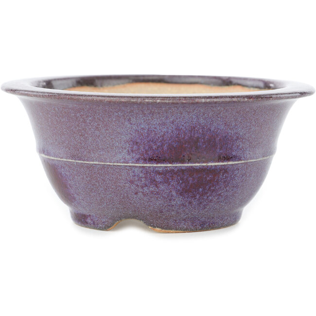 Ronde paarse en rode bonsaipot van Koyou - 125 x 125 x 55 mm