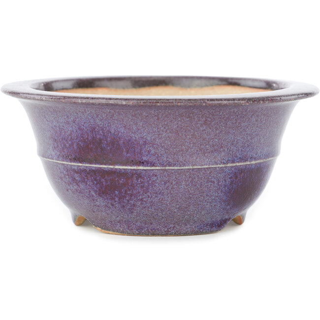 Ronde paarse en rode bonsaipot van Koyou - 125 x 125 x 55 mm