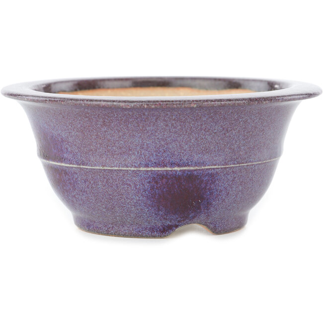 Vaso bonsai rotondo viola e rosso di Koyou - 125 x 125 x 55 mm