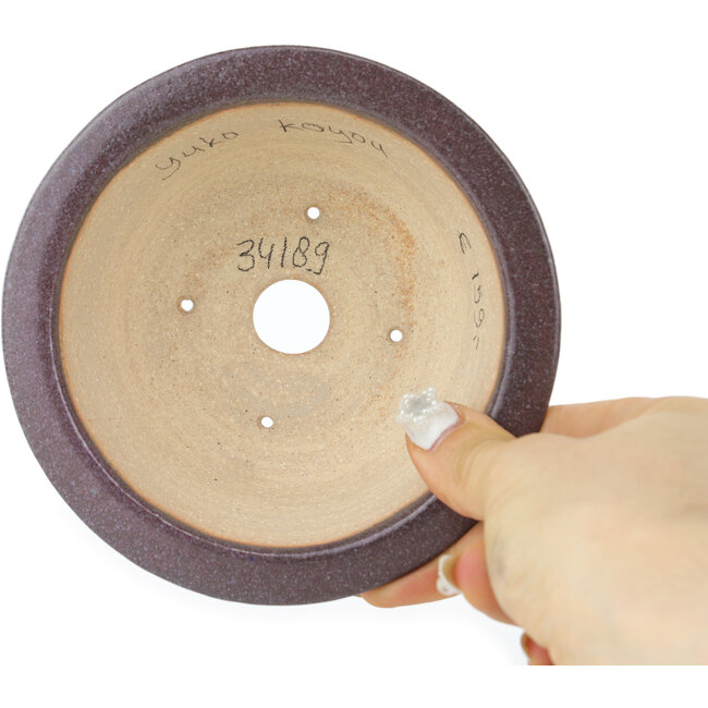 Round purple and red bonsai pot by Koyou - 125 x 125 x 55 mm